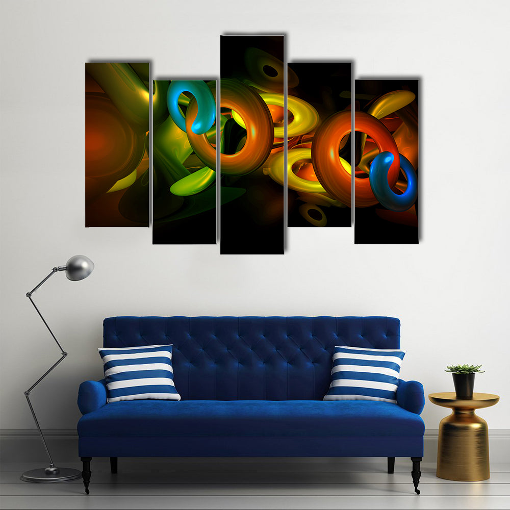 3D Colorful Shapes Abstract Canvas Wall Art