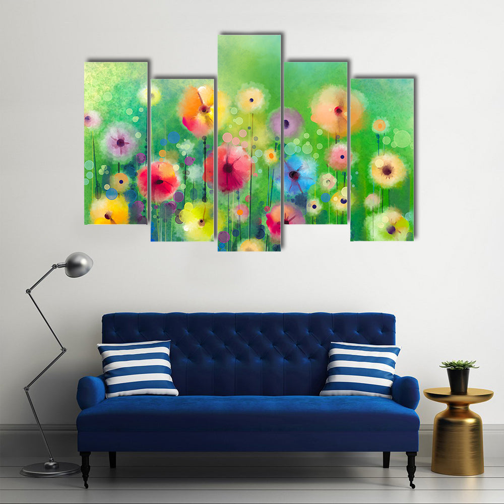Spring Wildflower Illustration Canvas Wall Art