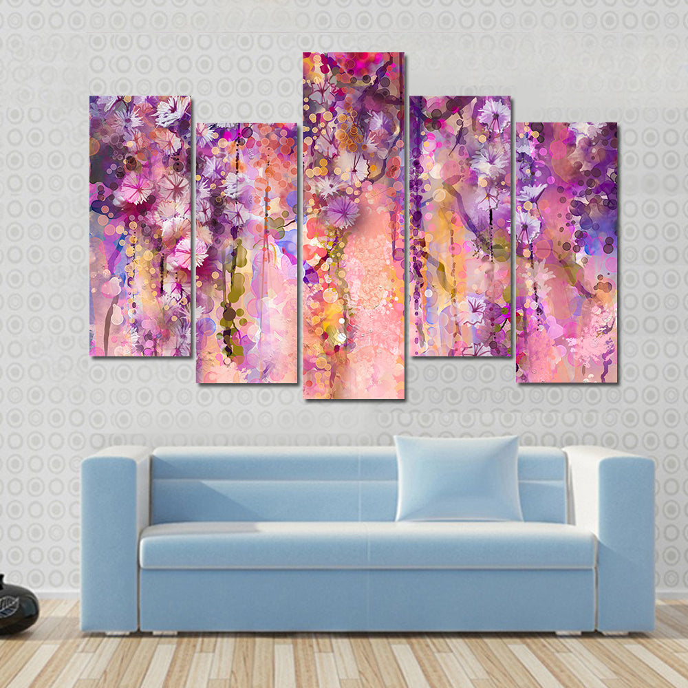 Wisteria Blossoms in Purple and Pink Canvas Wall Art