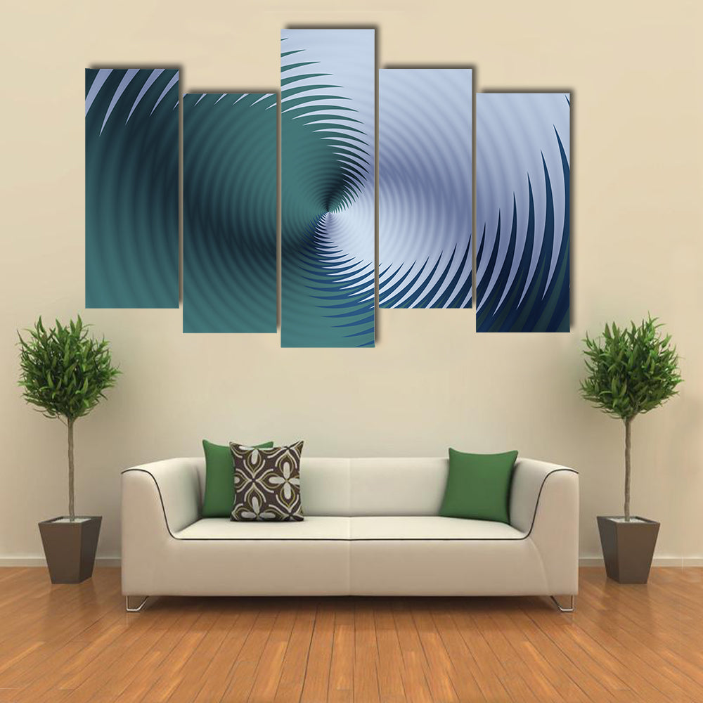 Teal Spiral Floral Pattern Canvas Wall Art