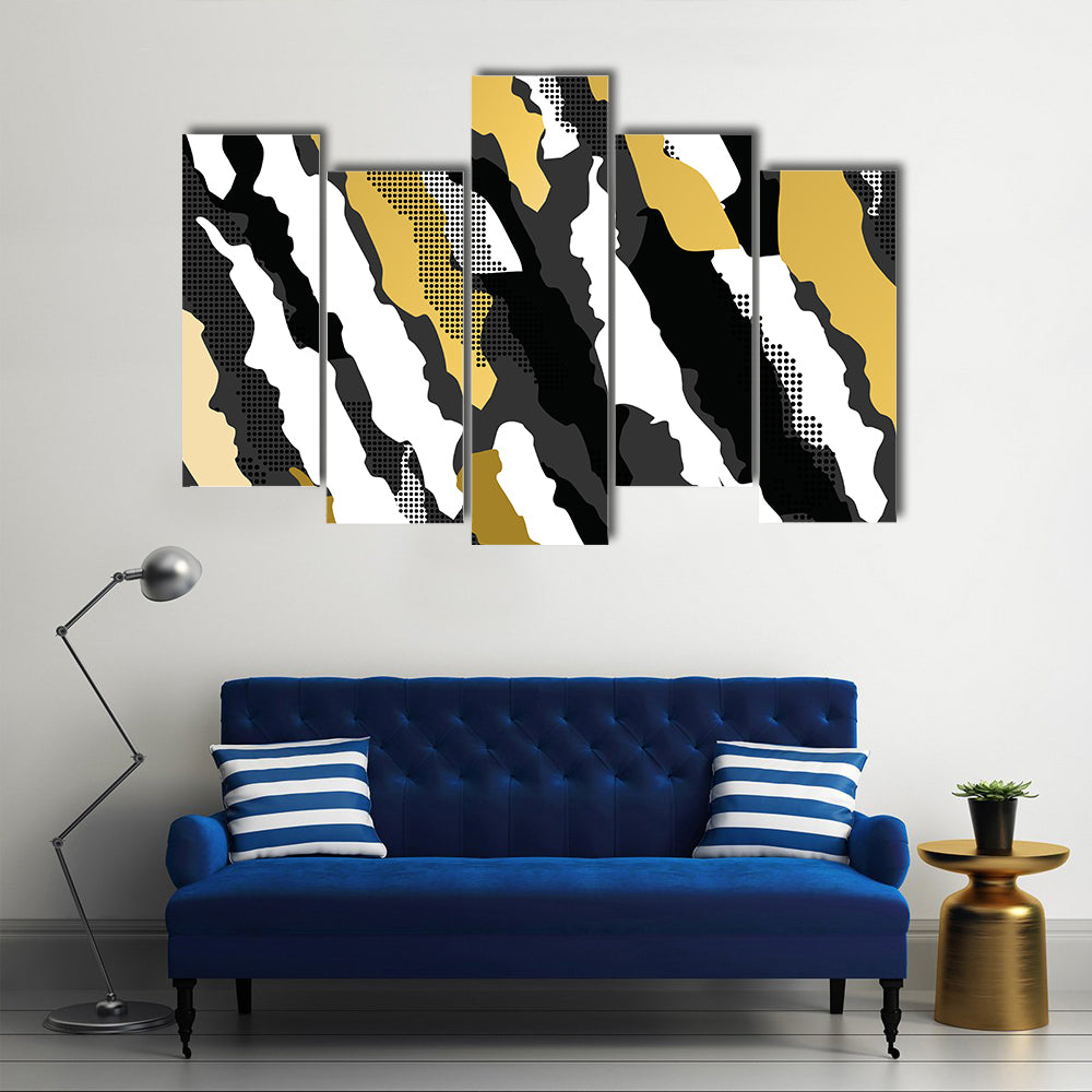 Golden Abstract Camouflage Pattern Canvas Wall Art
