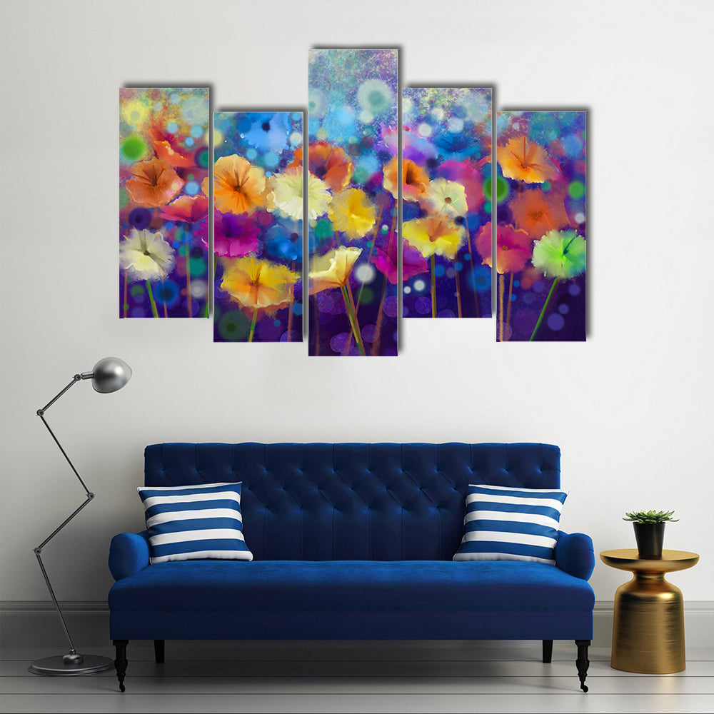 Colorful Watercolor Floral Meadow Canvas Wall Art
