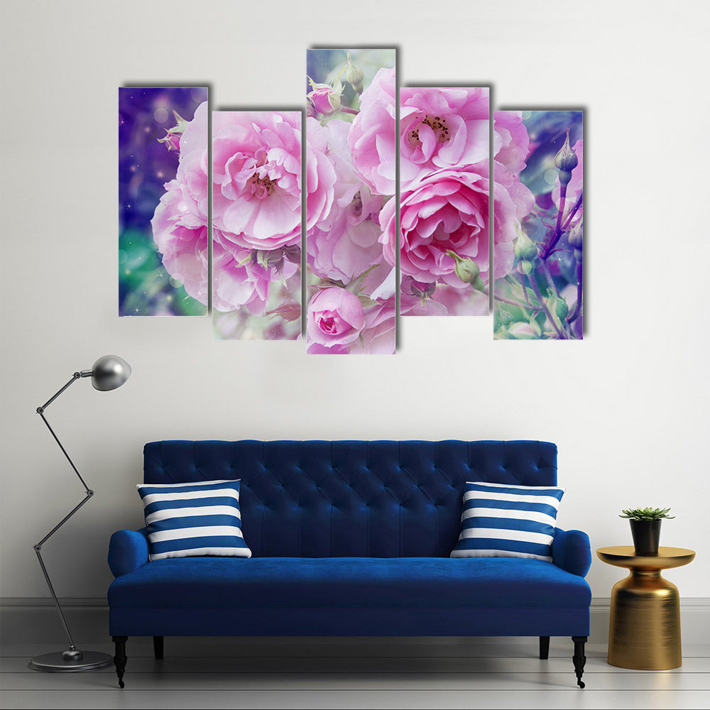 Romantic Pink Roses Close-up Canvas Wall Art