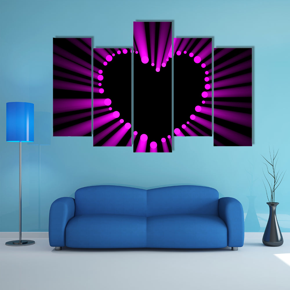 Magenta Heart with Radial Light Rays Canvas Wall Art