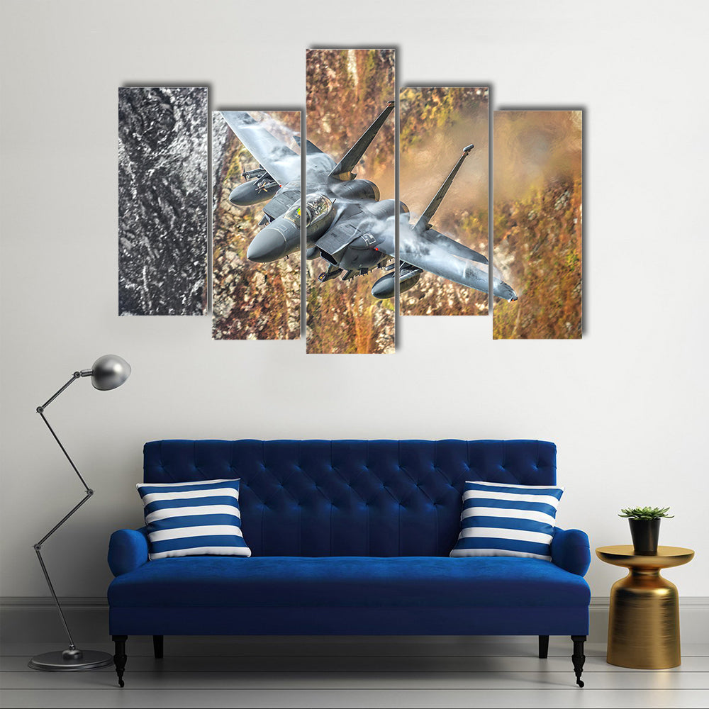 F-15 Fighter Jet Canyon Run Canvas Wall Art