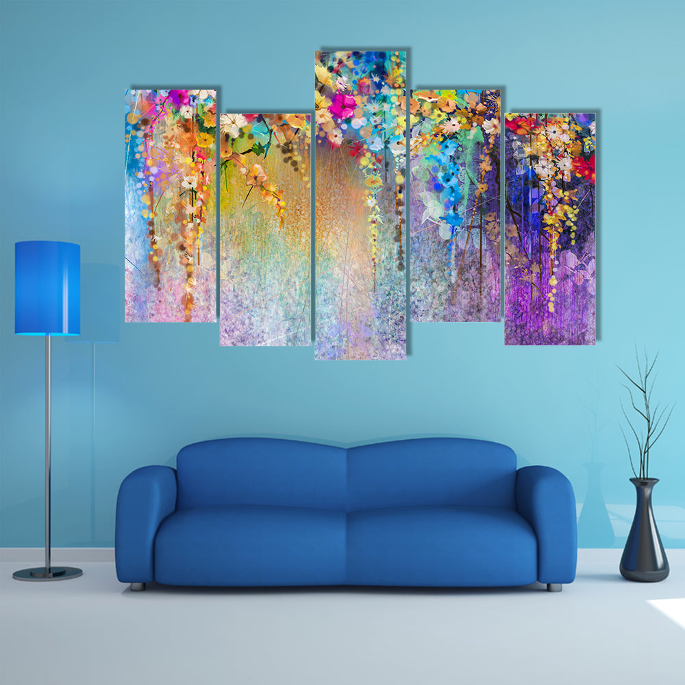 Cascading Watercolor Floral Abstract Canvas Wall Art