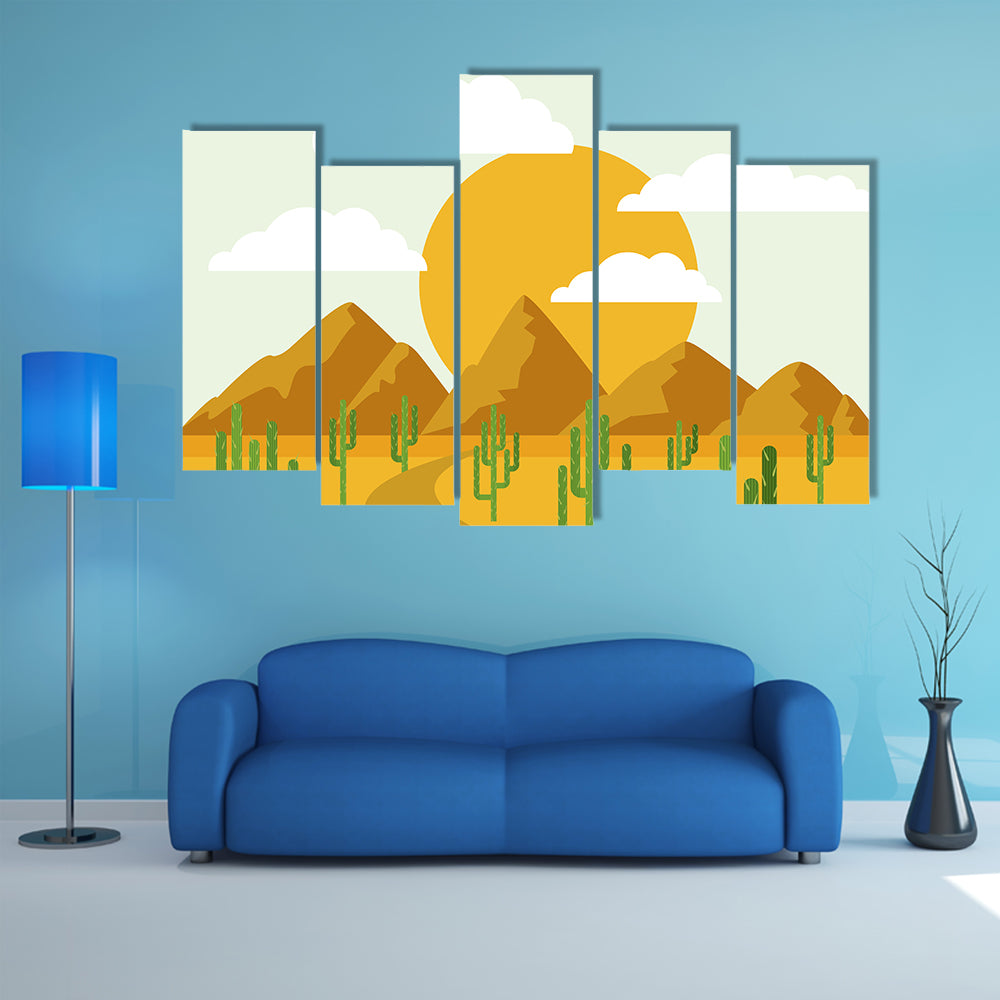 Layered Desert Vector Illustration Canvas Wall Art