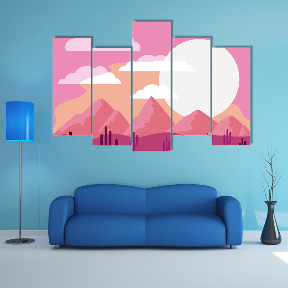 Desert Sunset with Saguaro Silhouettes Canvas Wall Art