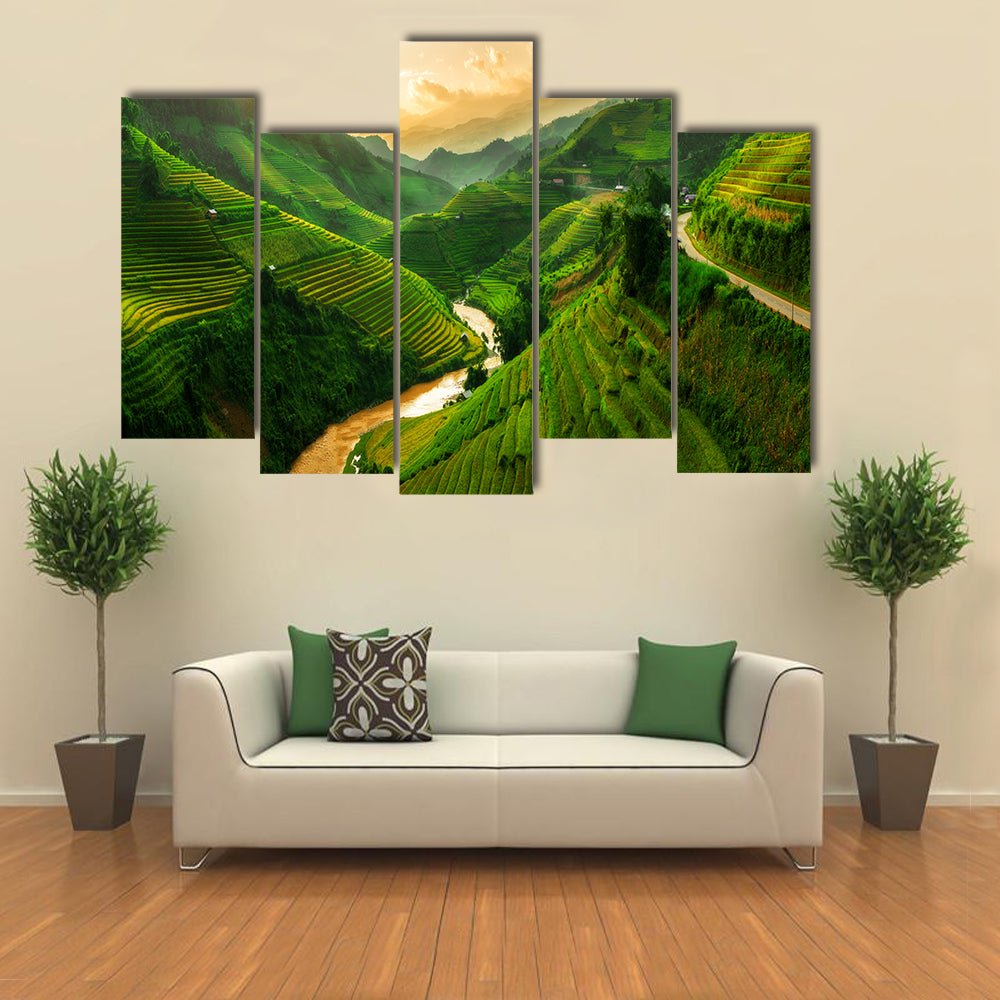 Terraced Rice Field In Mu Cang Chai In Vietnam Canvas Wall Art