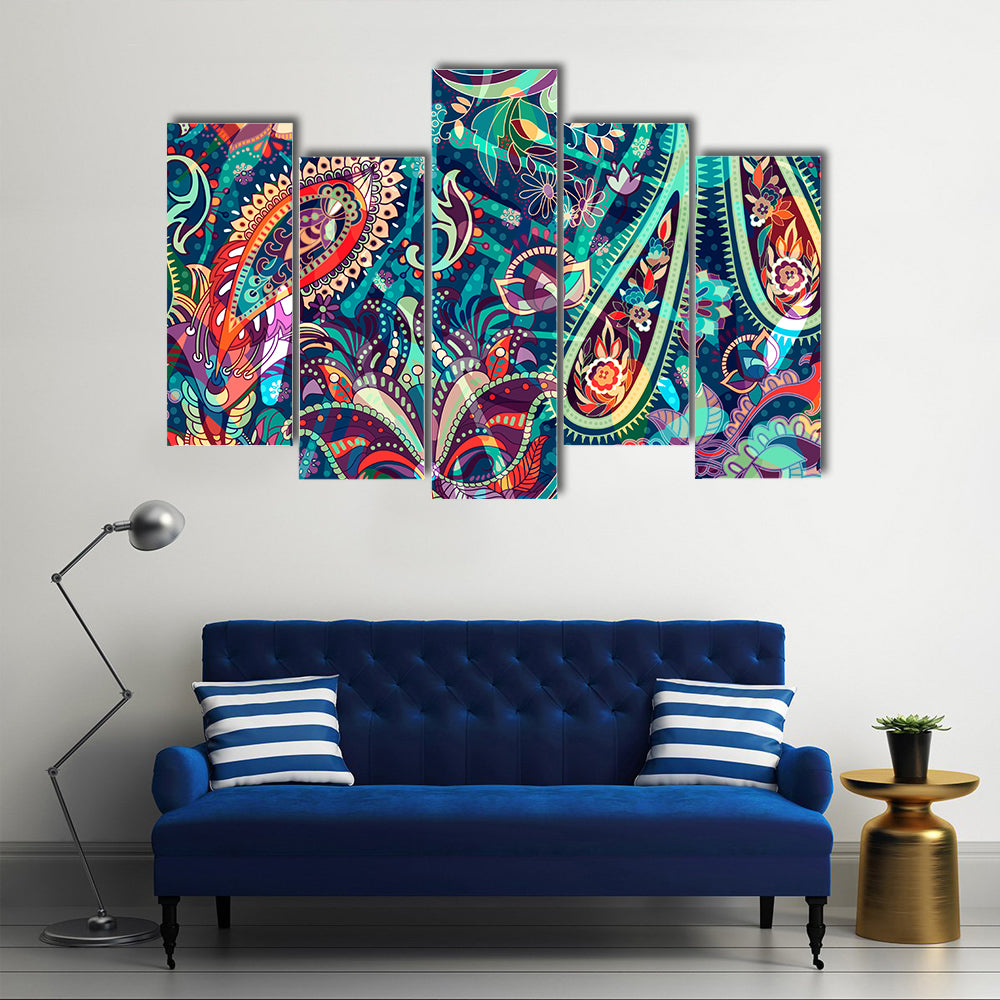Colorful Boho Paisley Floral Canvas Wall Art