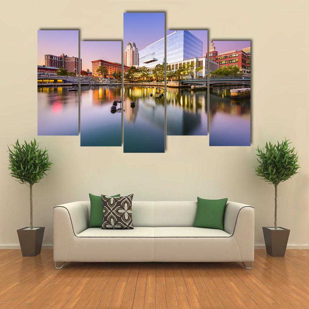 Providence Skyline at Blue Hour Canvas Wall Art