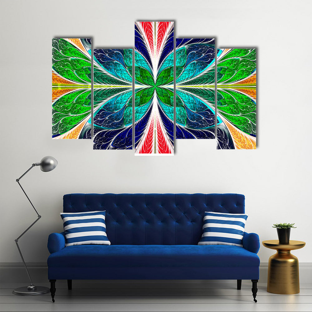 Stained Glass Fractal Butterfly Canvas Wall Art