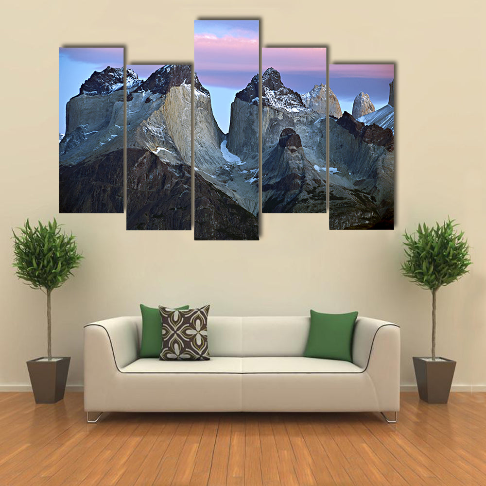 Torres Del Paine Mountain Peaks at Sunrise Canvas Wall Art