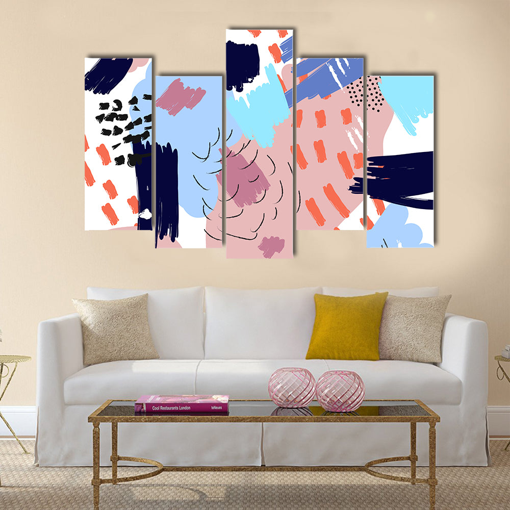 Memphis Style Abstract Collage Canvas Wall Art