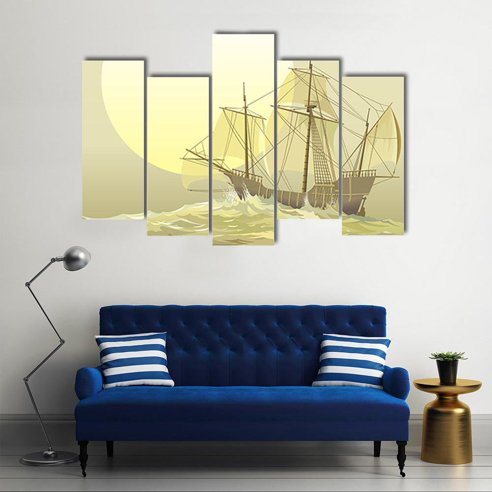 Santa Maria Caravel at Sunset Canvas Wall Art
