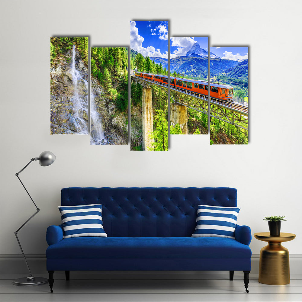 Gornergrat Tourist Train In Zermatt, Switzerland Canvas Wall Art