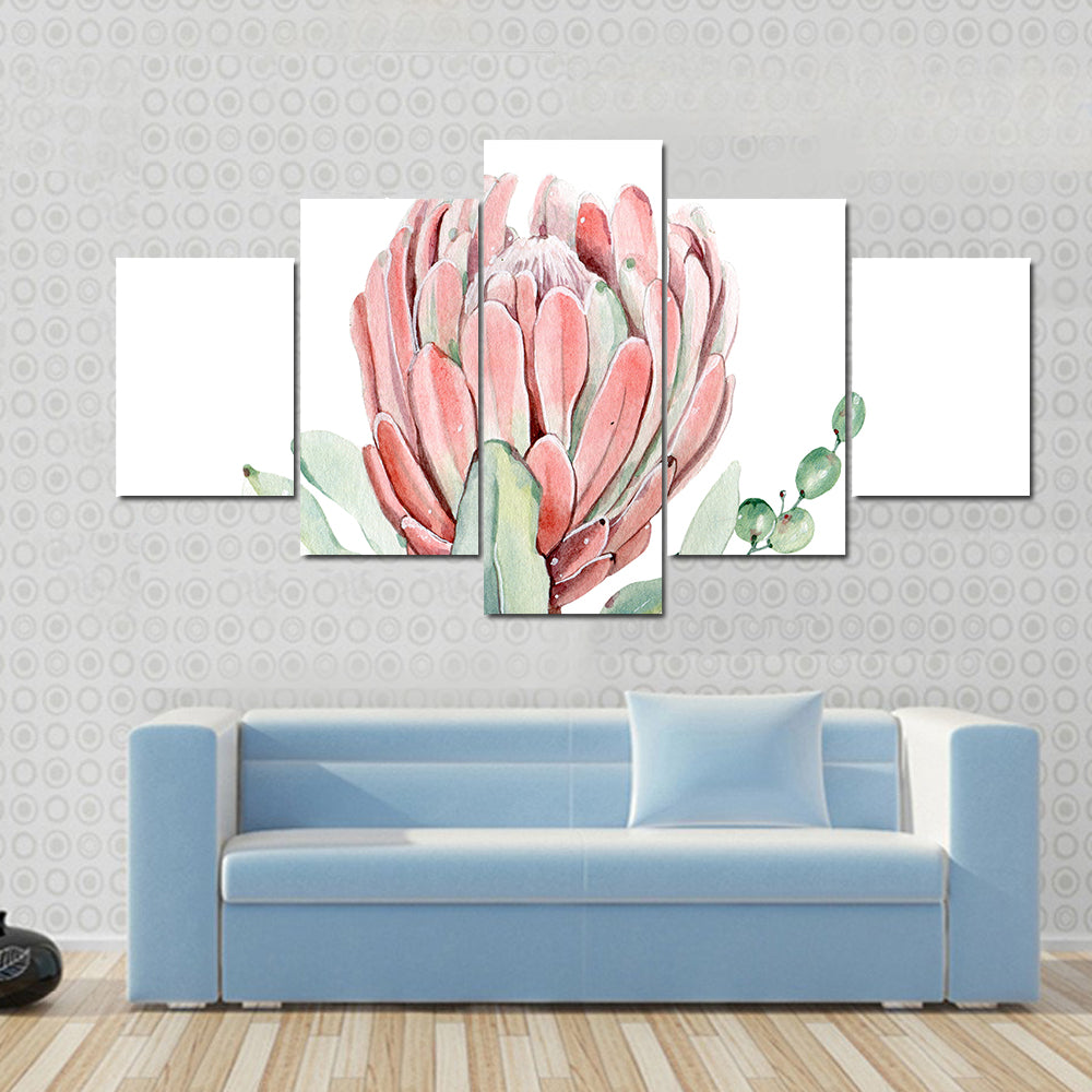 Vintage Protea and Succulents Bouquet Canvas Wall Art