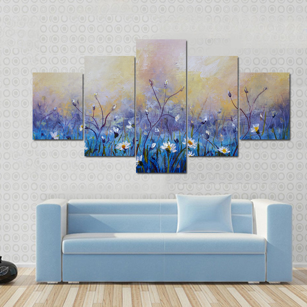 Abstract Daisy Meadow at Dawn Canvas Wall Art