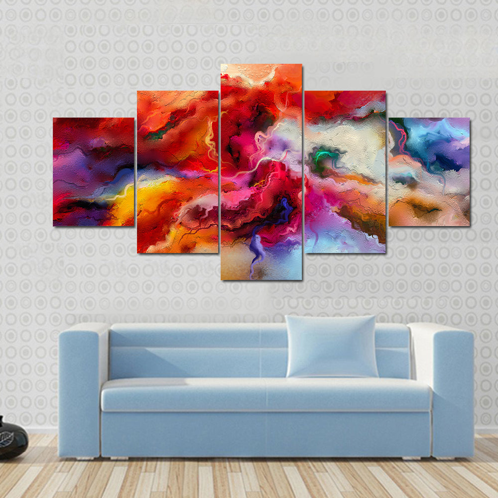 Colorful Hand Drawn Brush Stroke Abstract Canvas Wall Art