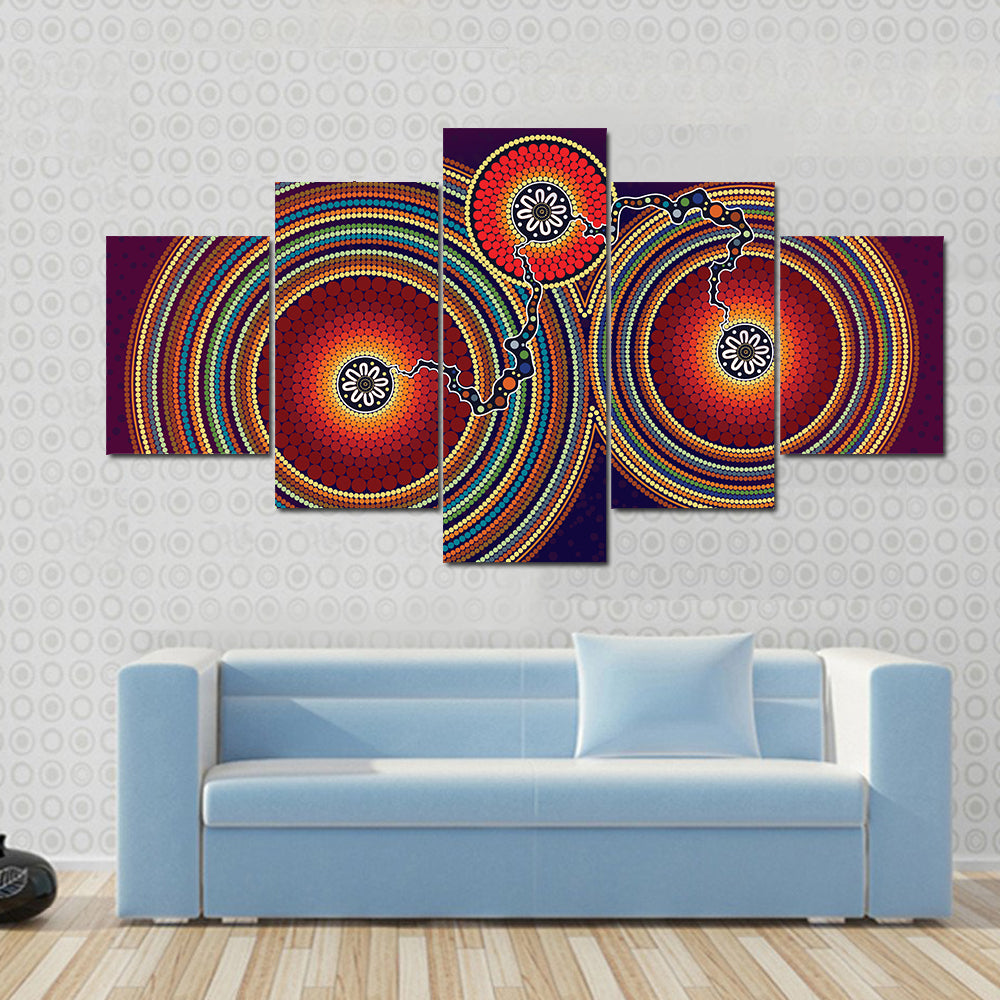 Aboriginal Dot Mandala Connection Canvas Wall Art