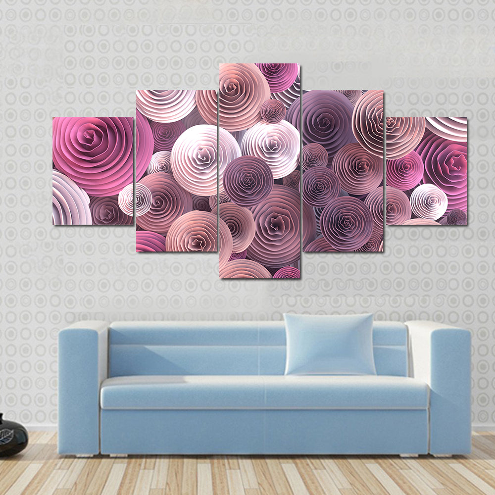 Quilled Paper Roses Abstract Canvas Wall Art