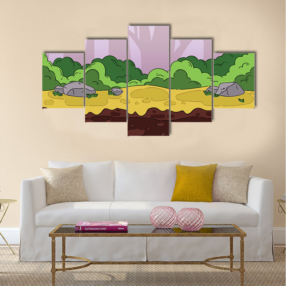 Seamless Cartoon Jungle Pattern Canvas Wall Art