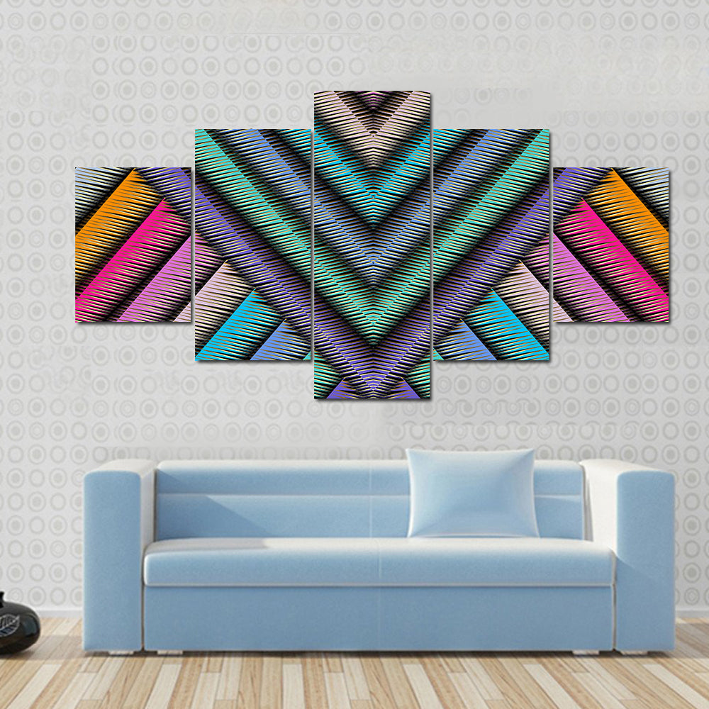 3d Striped Embroidery Chevron Canvas Wall Art