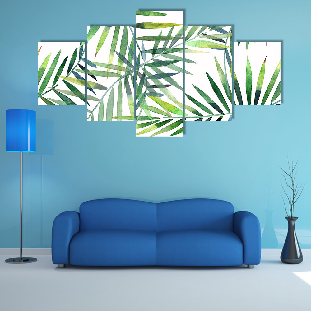 Green Tropical Palm Leaf Pattern Canvas Wall Art