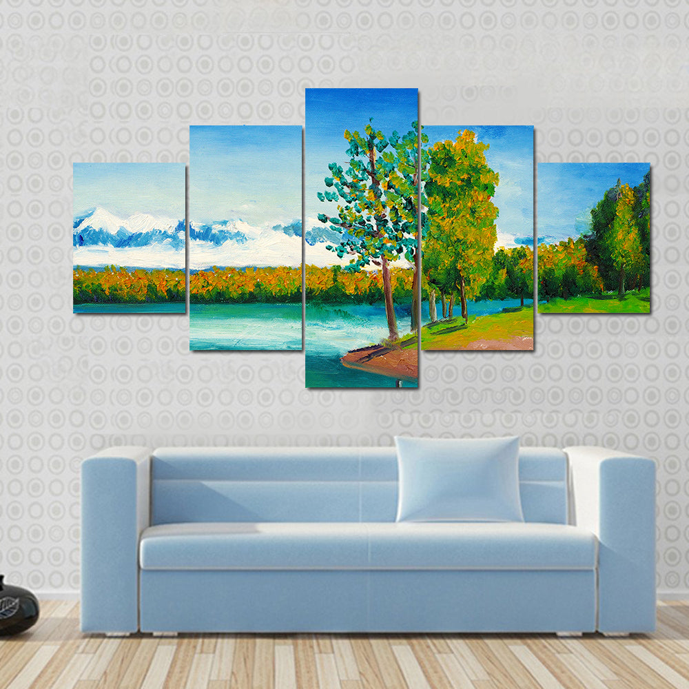 Peaceful Mountain Lake Canvas Wall Art