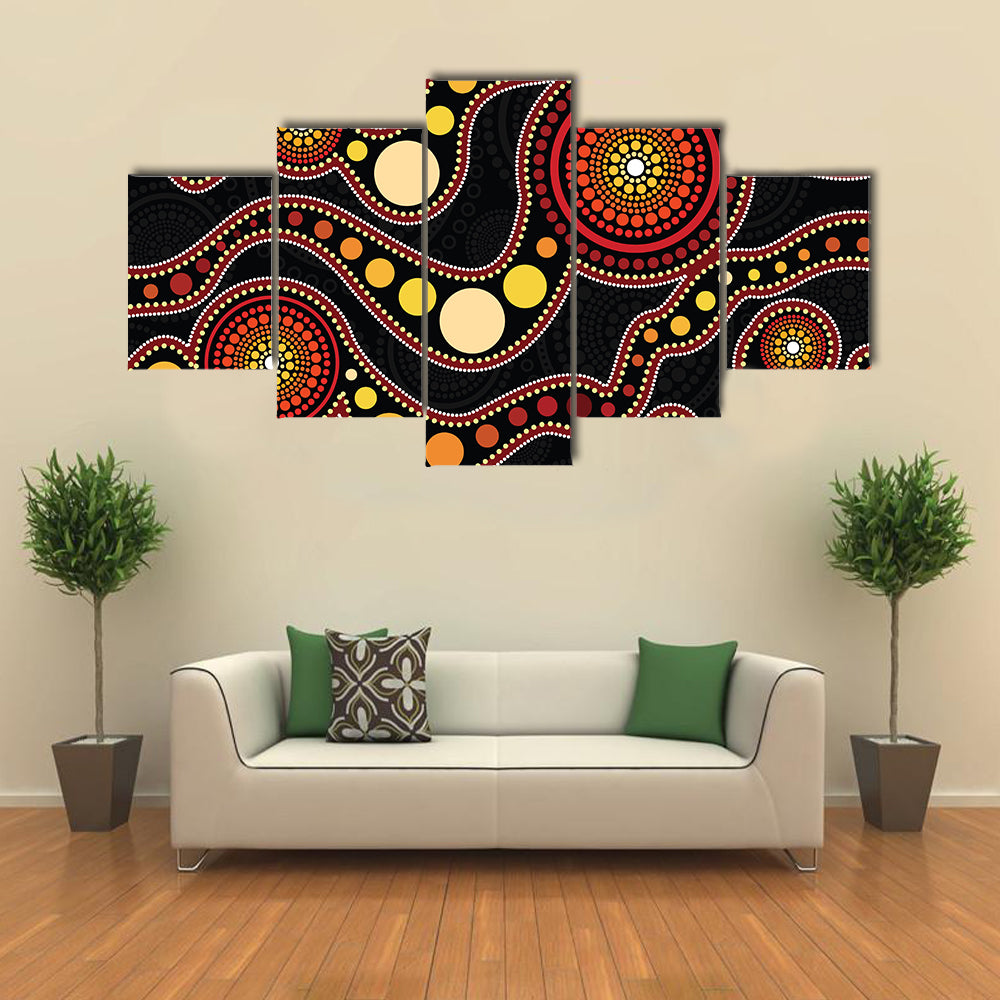 Connection Concept Aboriginal Dot Painting Canvas Wall Art