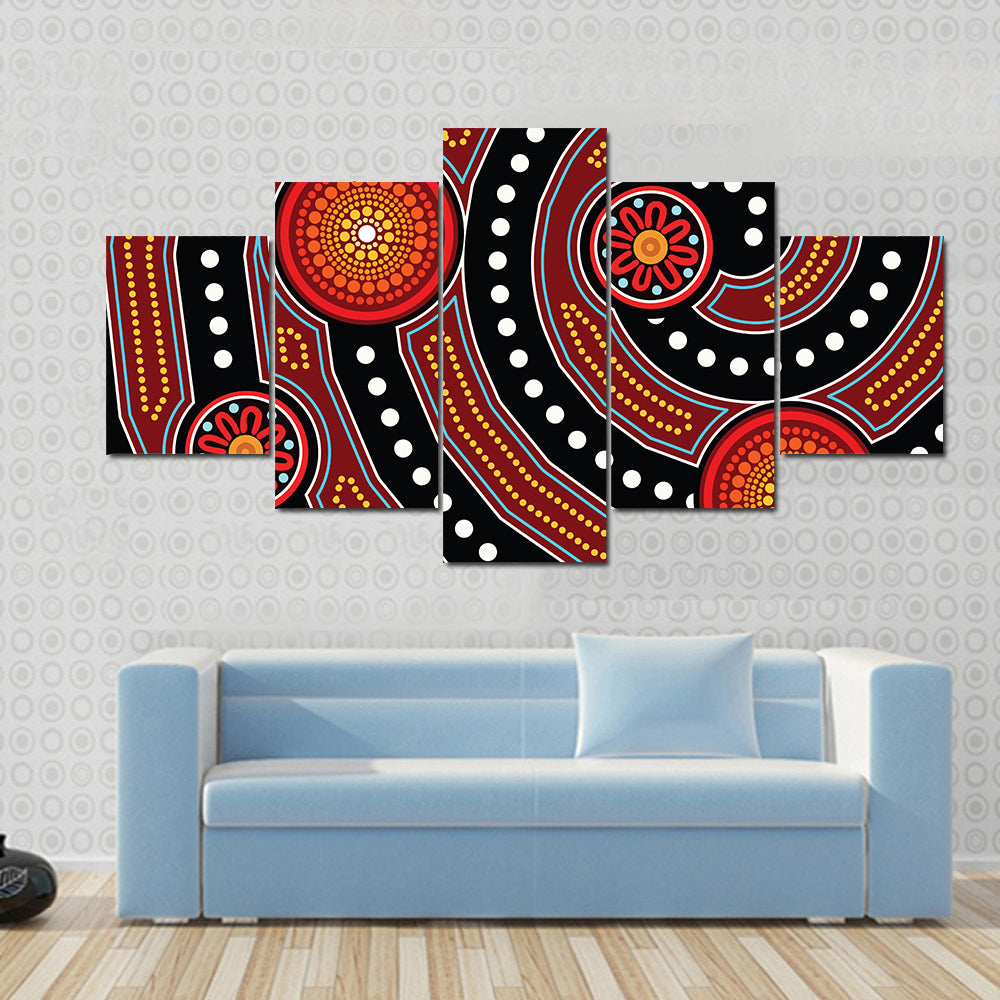 Aboriginal Dot Painting Motifs Canvas Wall Art