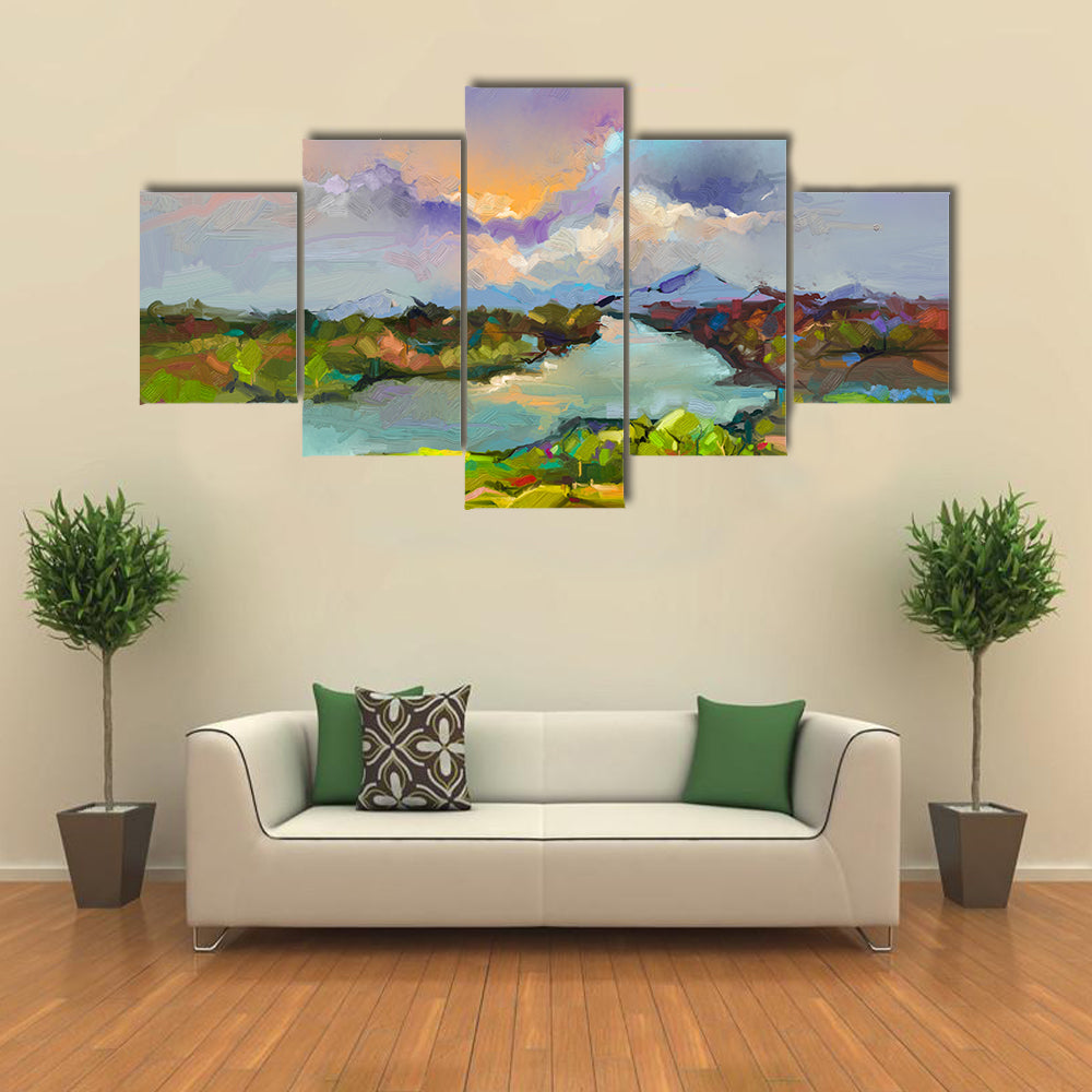 Semi-abstract River Landscape Canvas Wall Art