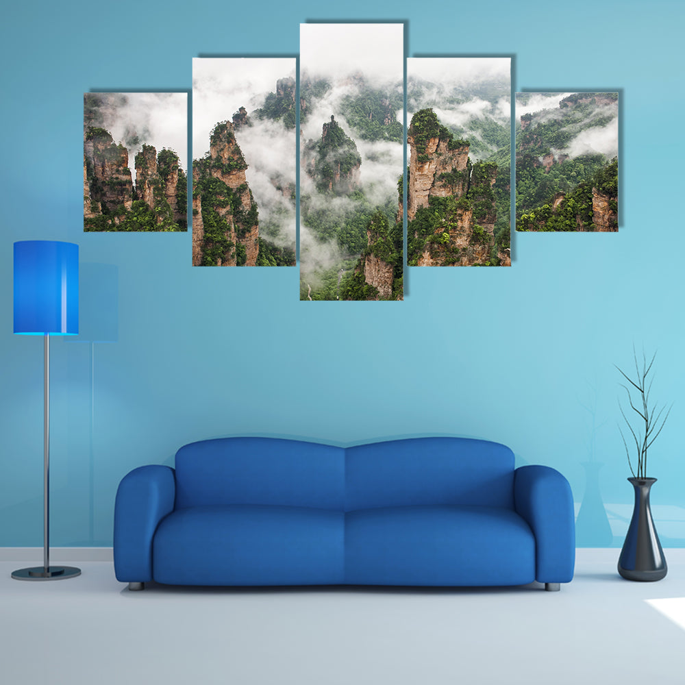 Zhangjiajie Misty Sandstone Pillars Canvas Wall Art