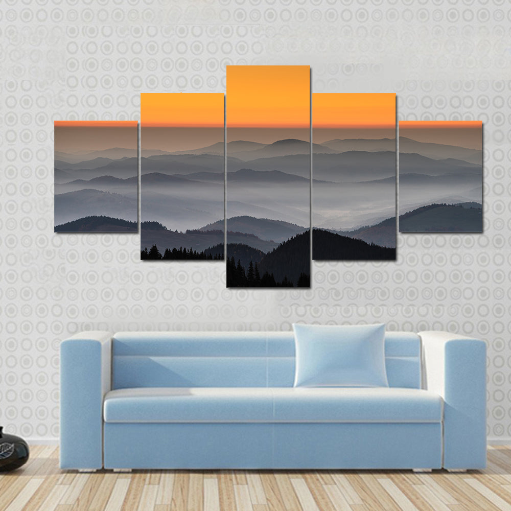 Rarau Mountain At Sunrise In Romania Canvas Wall Art