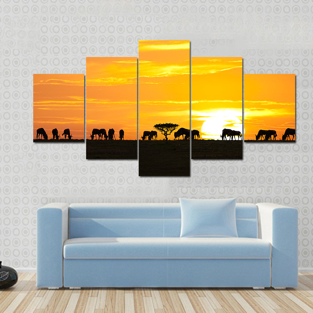 Sunrise In Serengeti National Park In Tanzania Canvas Wall Art