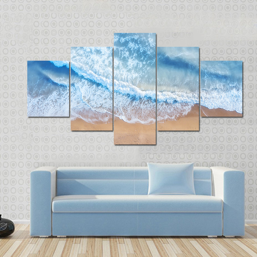 Beach And Waves From Top Canvas Wall Art