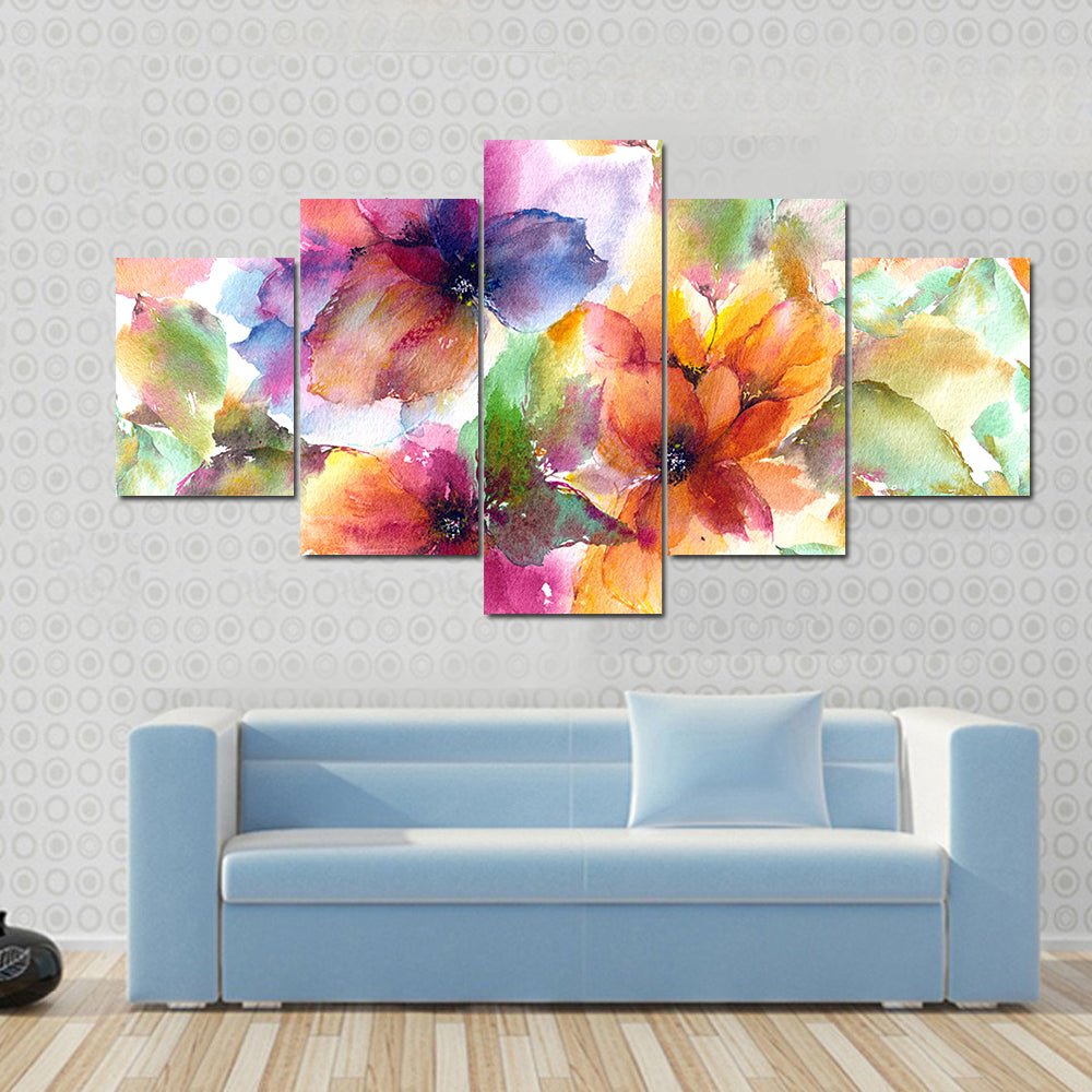 Seamless Watercolor Floral Pattern Canvas Wall Art