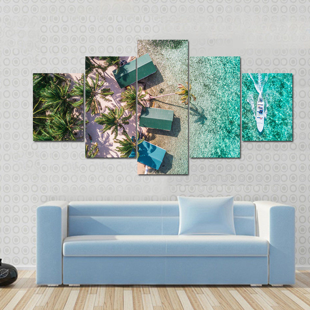 Aerial View of Tropical Island Coast Canvas Wall Art
