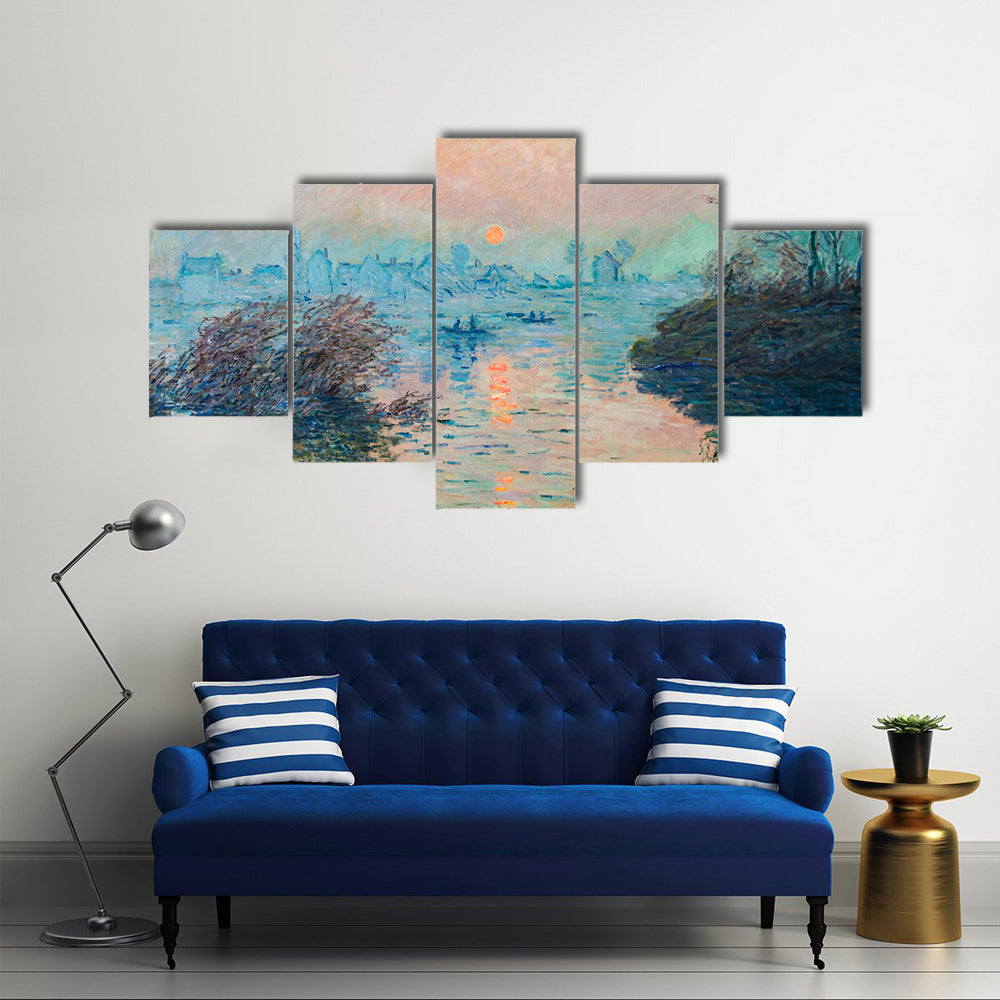 Claude Monet Sunrise Over River Canvas Wall Art