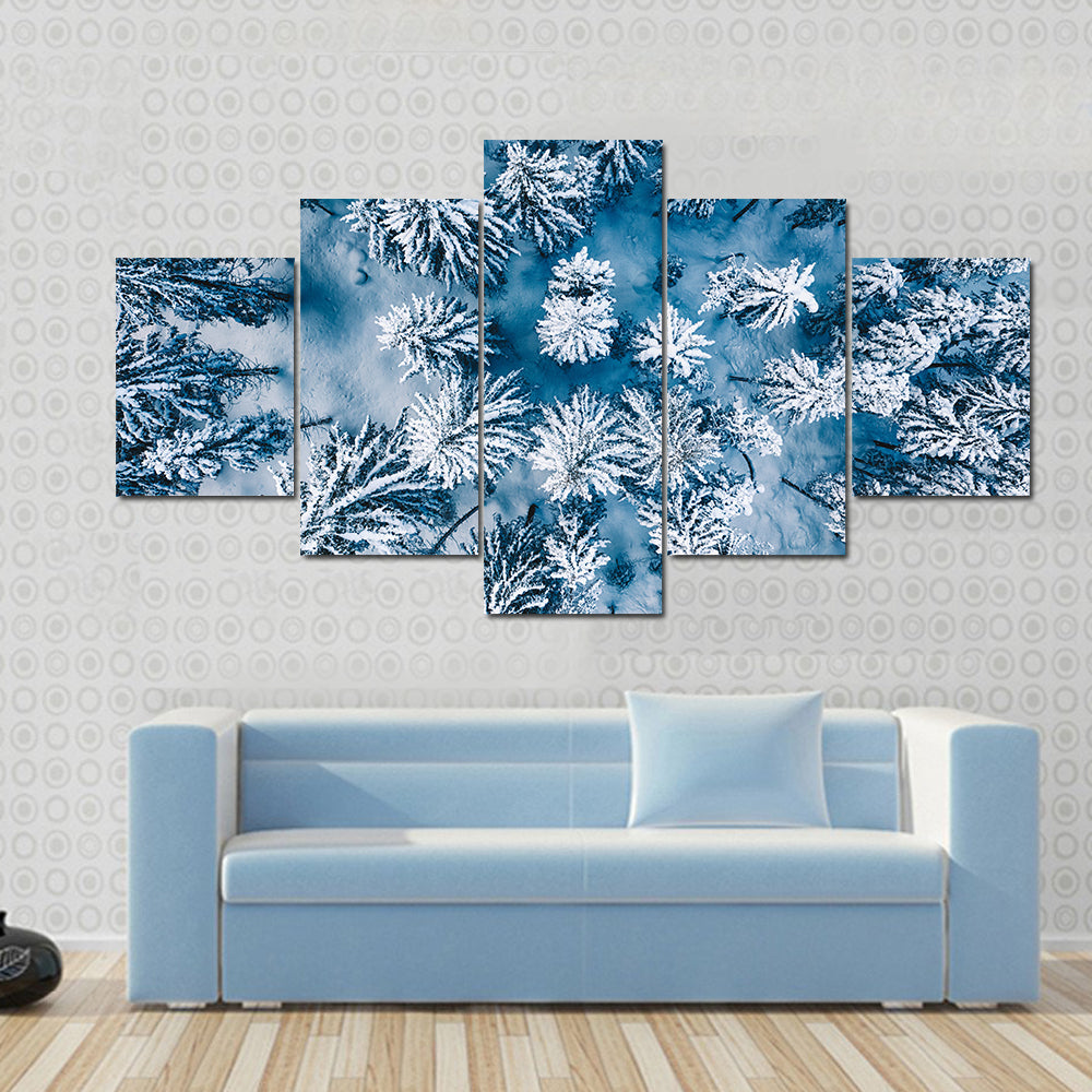 Trees And Snow In Winter Forest Canvas Wall Art