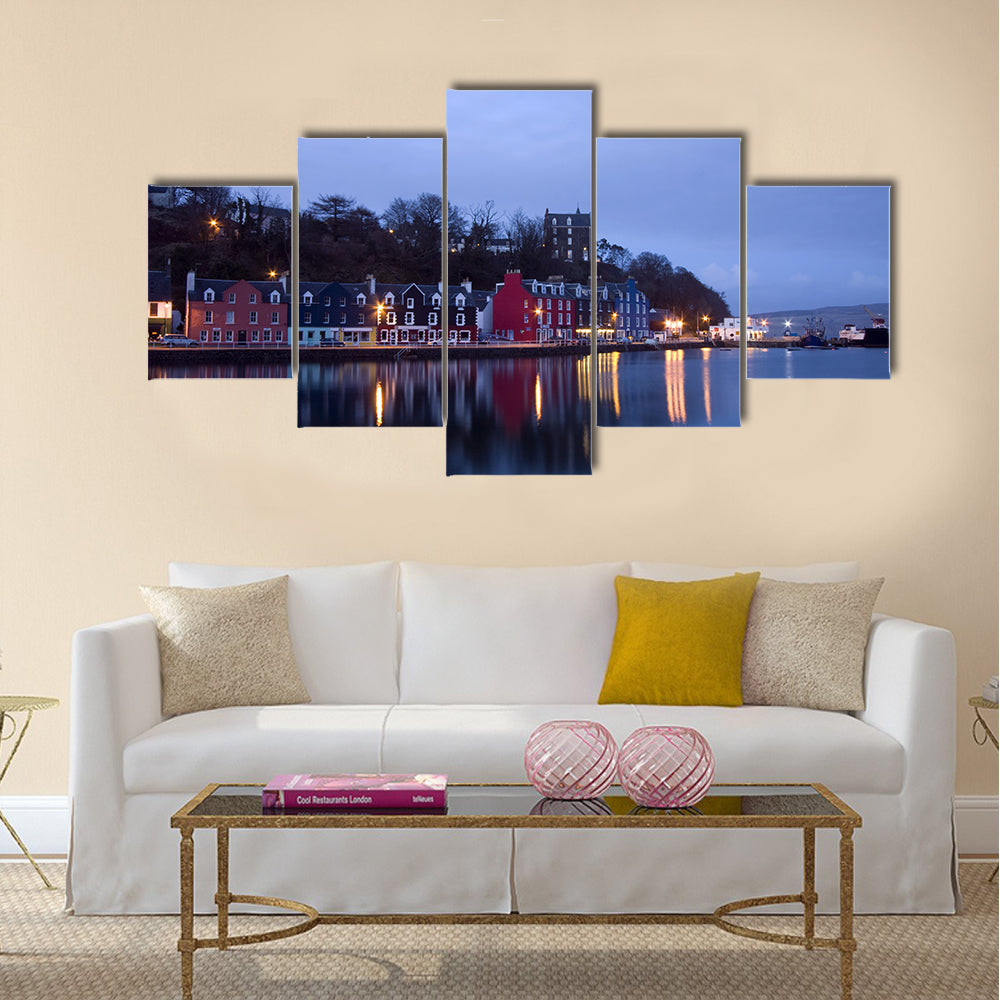 Tobermory Harbor Reflections at Twilight Canvas Wall Art