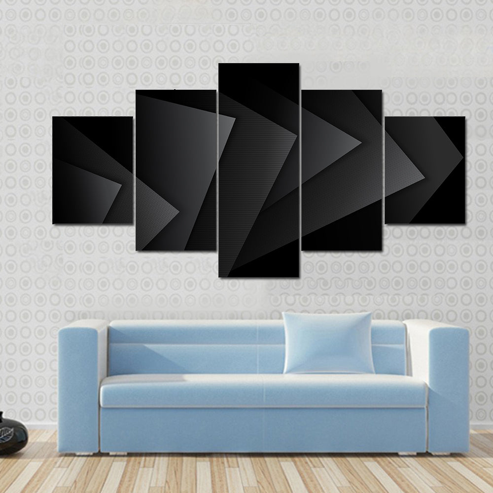 Dark Textured Geometric Layers Canvas Wall Art