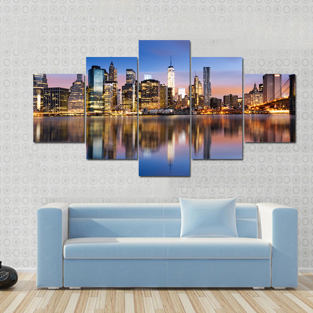Sunrise Over Manhattan Canvas Wall Art
