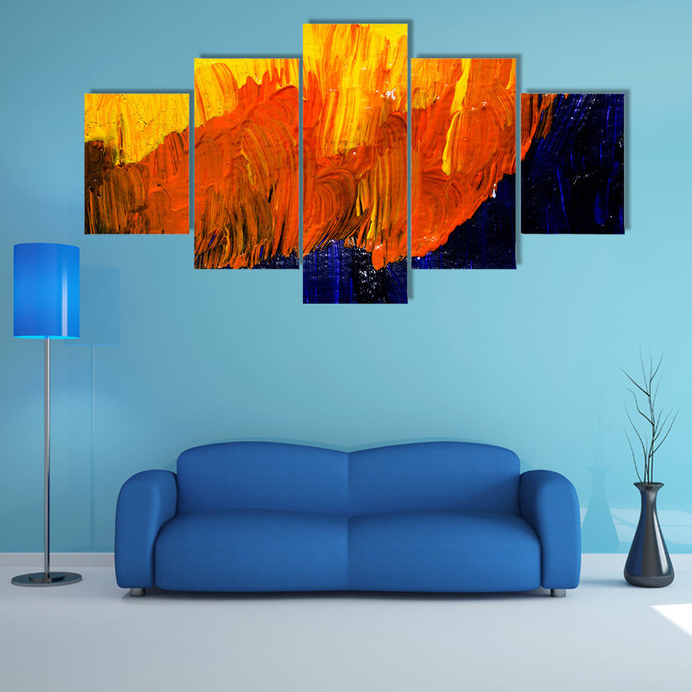 Bold Impasto Brushstrokes in Warm and Cool Hues Canvas Wall Art