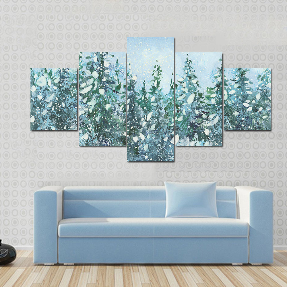 Spruce Forest in Falling Snow Canvas Wall Art