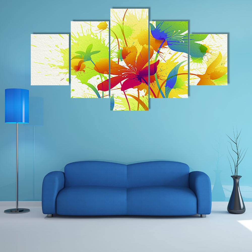 Colorful Abstract Floral Burst Canvas Wall Art