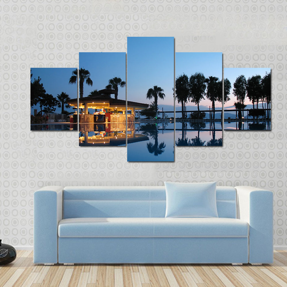 Night Bar On Summer Beach in Turkey Canvas Wall Art