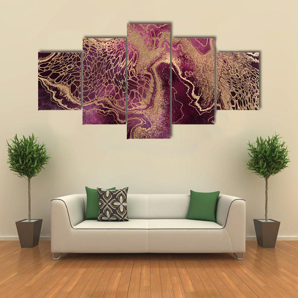 Gold Veined Marble Abstract Canvas Wall Art