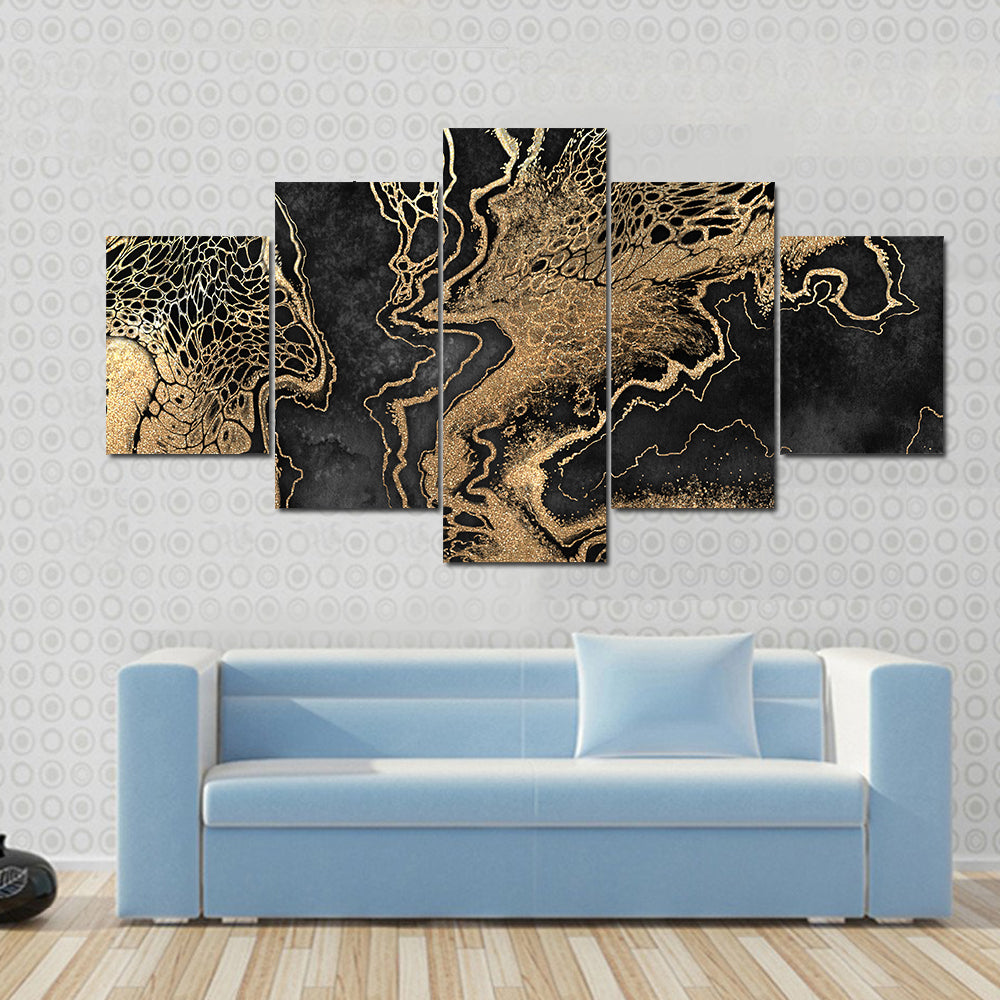Gold Veined Marble Texture Canvas Wall Art