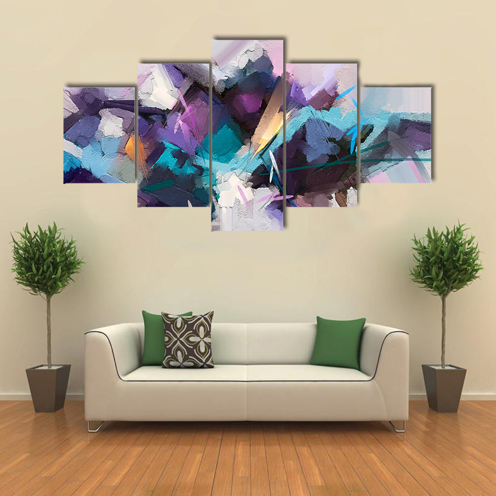 Textured Purple Geometric Abstract Canvas Wall Art